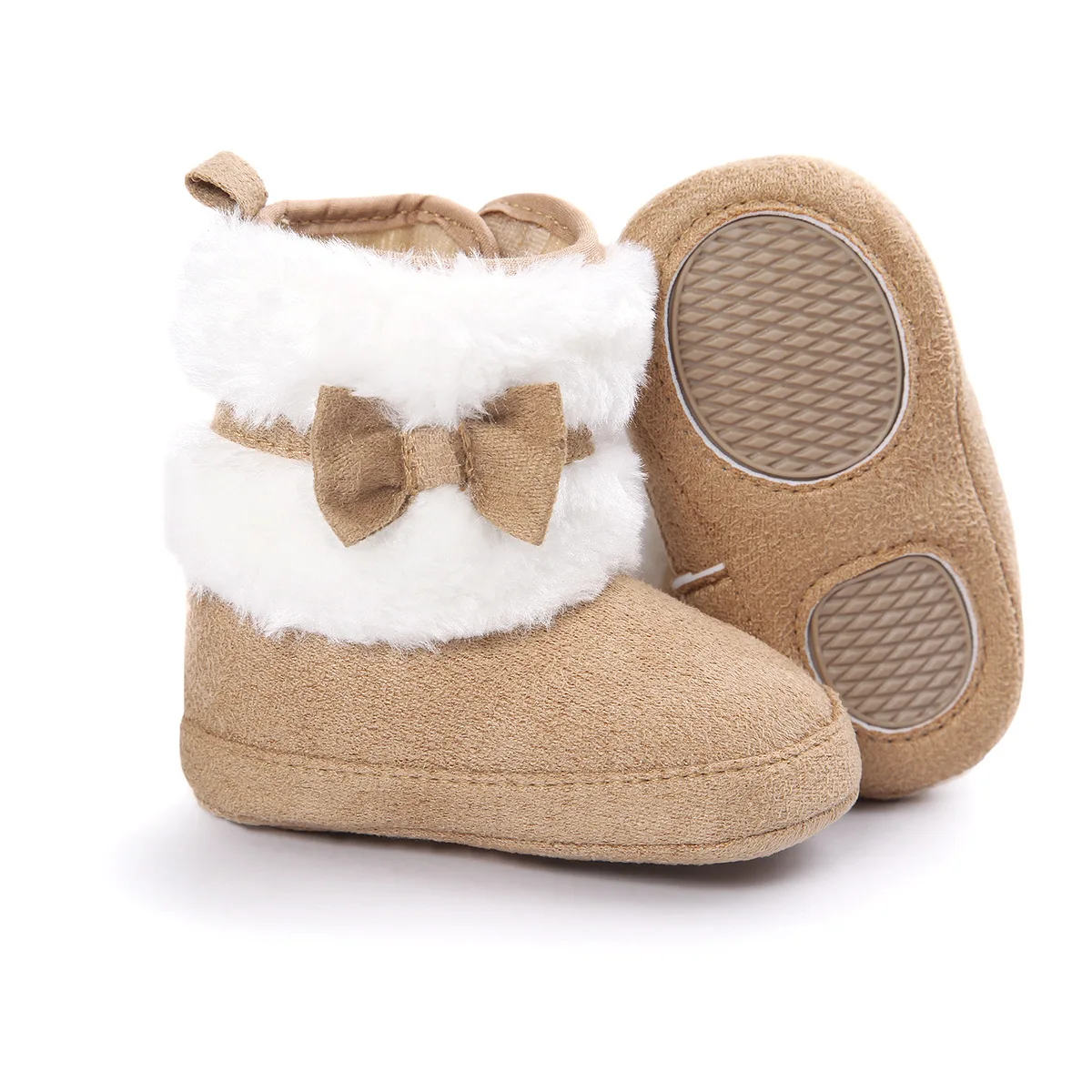 Модные зимние теплые ботинки для малышей с бантом-бабочкой на мягкой нескользящей подошве, обувь для маленьких девочек