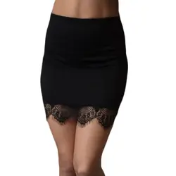 Сексуальная Женская кружевная Эластичная Высокая талия короткая облегающая мини-юбка карандаш