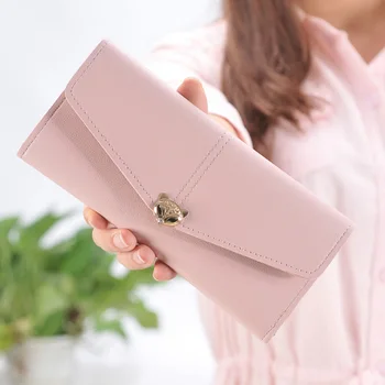 

New Designer Women Wallet Fashion PU Leather Wallet Simple Pattern Tassels Purse Pink Women Clutch Long Wallets Purses