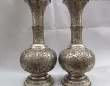 SCY הסיני קלאסי לבן אגרטל סיר בקבוק סוס נחושת כסף חית אנשים מאה(China)