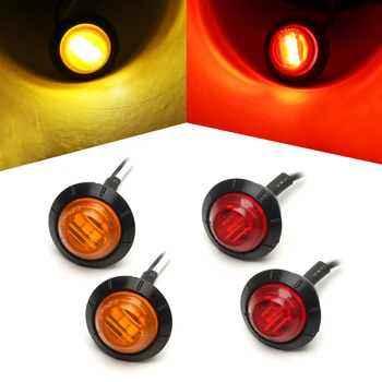 

2PCS MINI 12V/24V 3/4" Round Side 3-LED Marker Bullet Lamp For Car Truck Van Amber/Red
