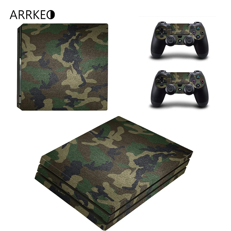 

ARRKEO Army Camo Camouflage Vinyl Cover Decal PS4 Pro Skin Sticker for Sony PlayStation 4 Pro Console 2 Controllers Stickers