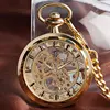Vintage Watch Necklace Steampunk Skeleton Mechanical Fob Pocket Watch Clock Pendant Hand-winding Men Women Chain Gift ► Photo 3/6