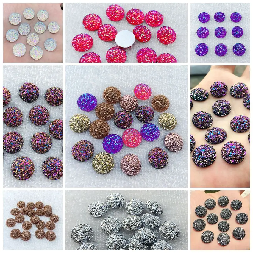 

30pcs 14mm Natural ore Style convexity Flat back Resin Rhinestones Cabochons For Bracelet Earrings accessories -HA75