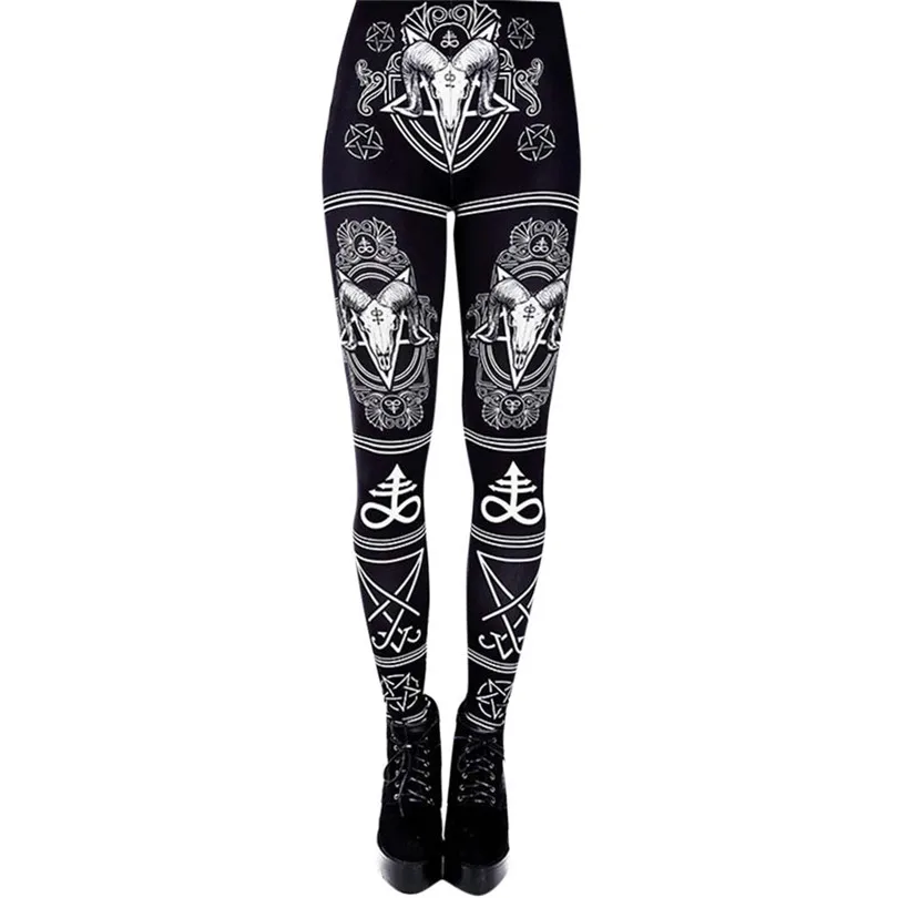 

Gothic Punk Style Pants Printing Summer Women's Pants High Waist Long Pants Leggings Plus Size Pantalones Mujer 40JUN14