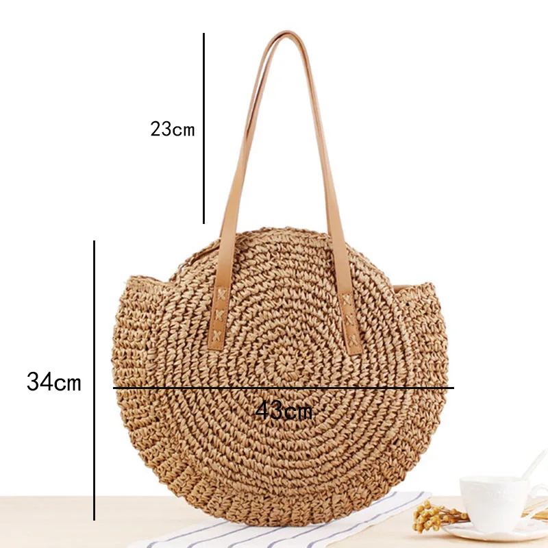 2022 Women Straw Bags Round Woven Handmade Ladies Design Summer Beach Circle Bohemia Rattan Cross Body Shoulder Bag New Fashion 