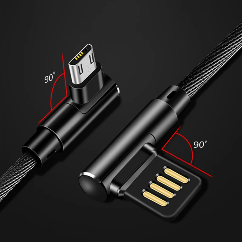 

USB Type C Cable 90 Degree Elbow For Xiaomi Note 5 Fast Charging Wire For Samsung S9 Huawei USB-C Mobile Phone Usb C Charge Cord