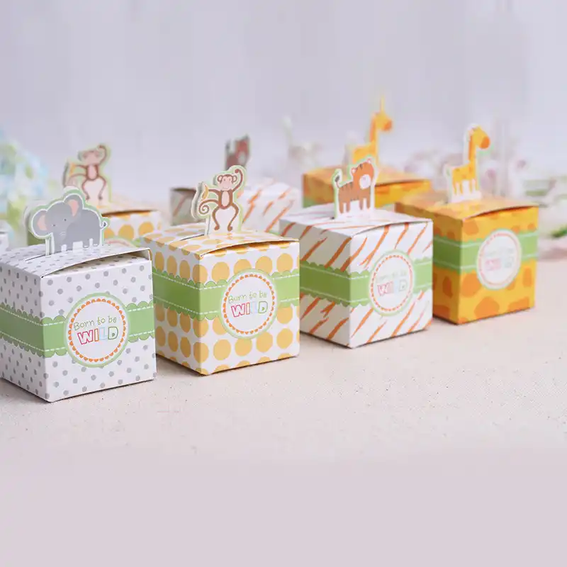 12pcs Lot Hot Diy Safari Animal Candy Gifts Box Boy Girl Kids