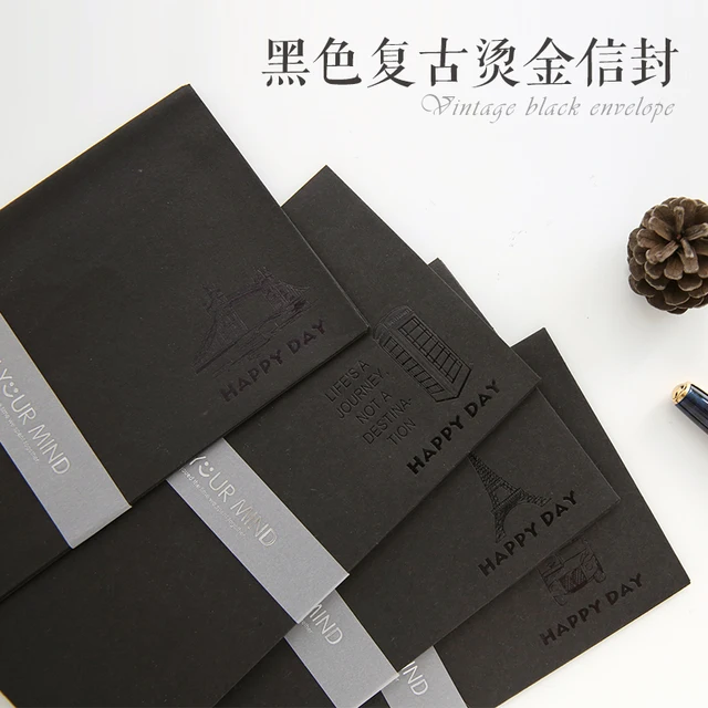 black retro hot stamping envelopes postcards to receive more high high end invitation