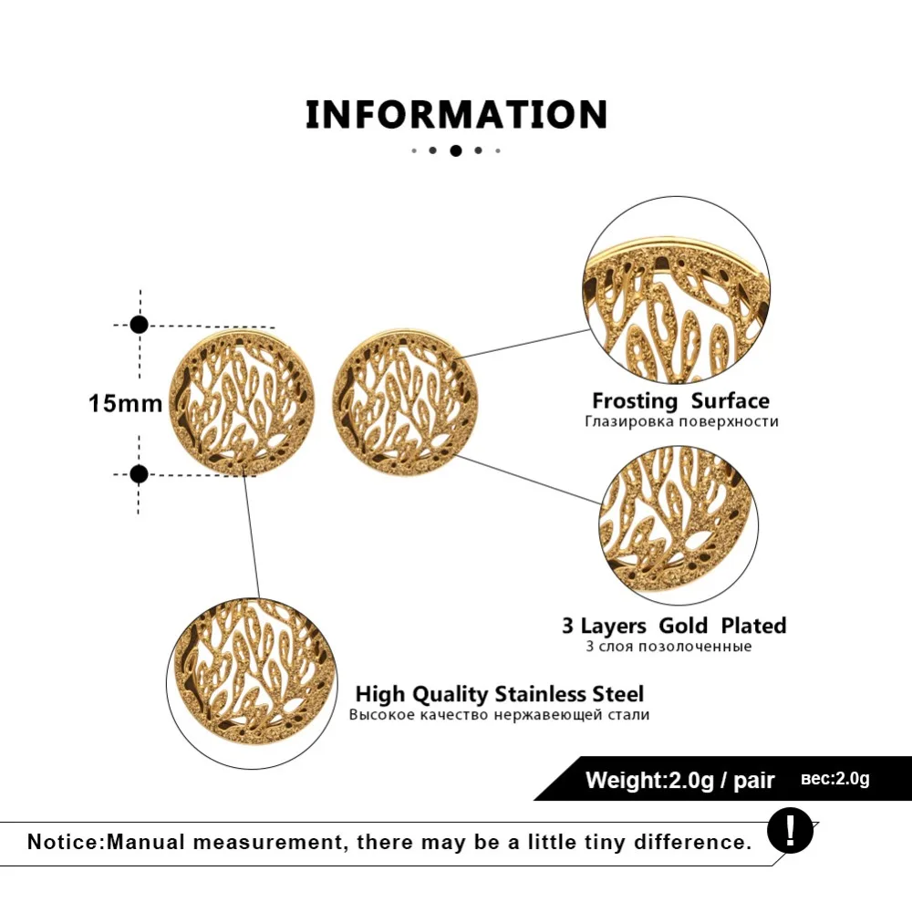 Effie queen серьги-гвоздики из нержавеющей стали для женщин глазурь поверхность Древо жизни золотой цвет круглые вечерние серьги DGTE124