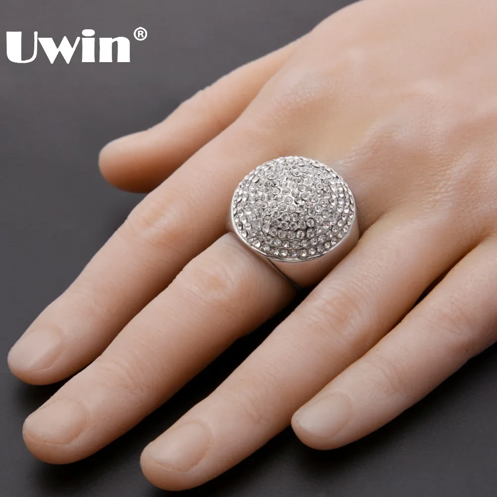 

Hot sale Male Hiphop Punk Style High Quality Black Raper Hip hop Cool Love Stainless Steel Curved Rhinestone Ring
