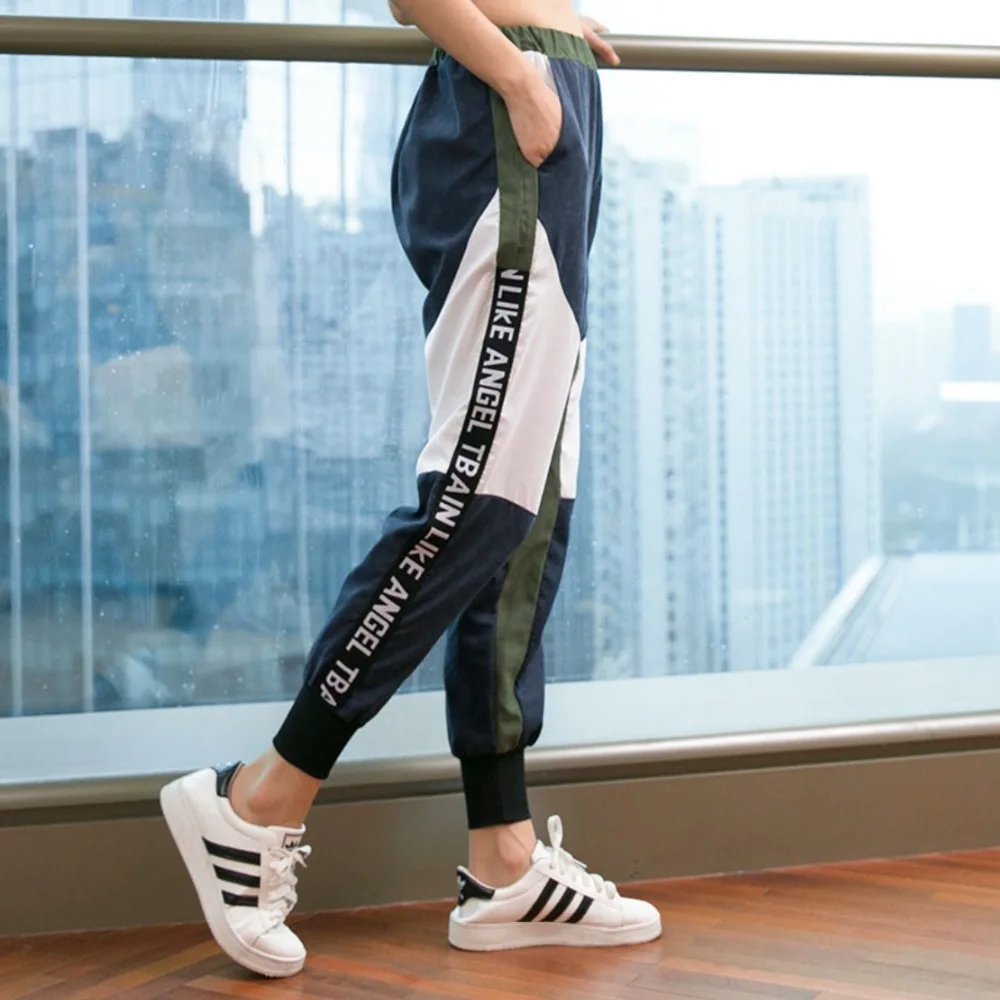 

EF8191 Fitness Pants Loose Women Outdoor Sports Pants Letters High Quality Training Pants Gym Sport Cuff Hem Clothings