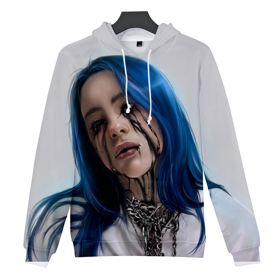 Принт 3D персонаж idol Billie Eilish толстовки женские мужские толстовки мода певица Billie Eilish 3D Толстовка зеленый пуловеры