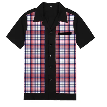 

Wholesale Clothing Short Sleeve Male Shirt Checkered Leisure Design Vintage Plaid Mens Button Up Blouse Party Clothes