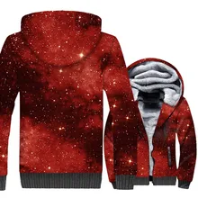 New Fashion Stars Nebula 3D Sweatshirt 2018 Winter Thick Men's Hoodies Harajuku Unisex Zipper Jacket Streetwear Space Galaxy Top