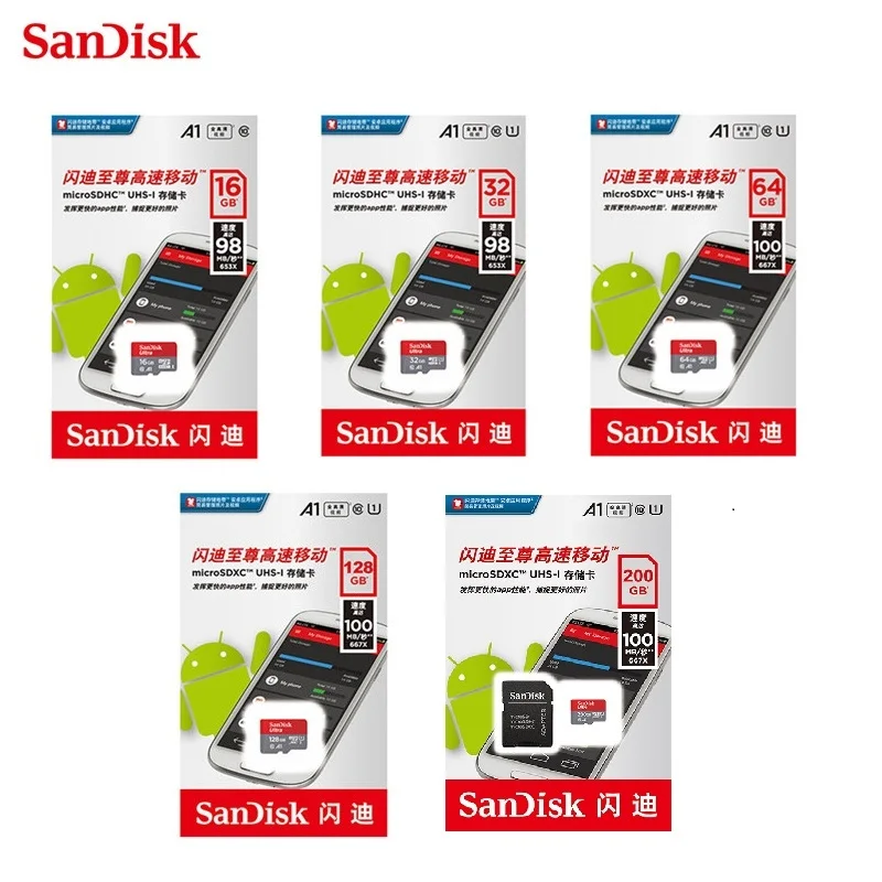 Sandisk micro карта 16 ГБ TF карта 32 Гб 64 г 128 г 200 ГБ 256 Гб 400 Гб класс 10 sd-карта usb флэш-карта памяти 64 Гб microsd