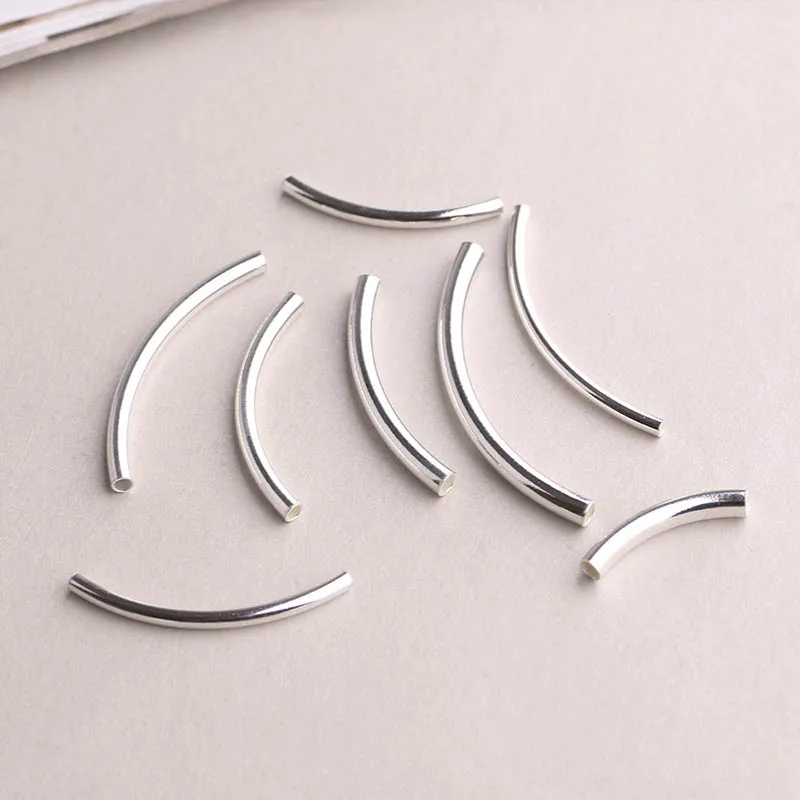 Buy 1pc 2mm 925 Sterling Silver Curved Tube Beading