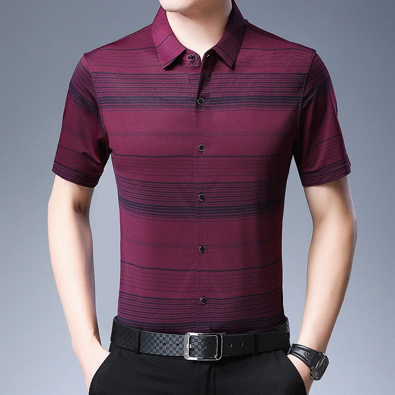 Camisa masculina мужские летние мужские рубашки с коротким рукавом 2-6