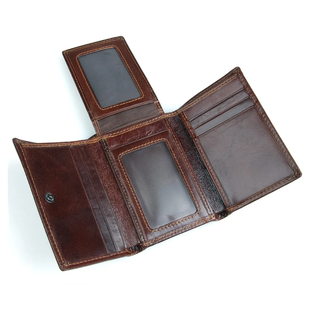 New Mens Leather Trifold Brown Wallet Credit Card Window ID Holder Billfold Case