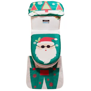 

New Year Decoration 3pcs/set Santa Claus Red Toilet Seat Cover and Rug Set for Bathroom/WC Christmas Decorations Home Decor