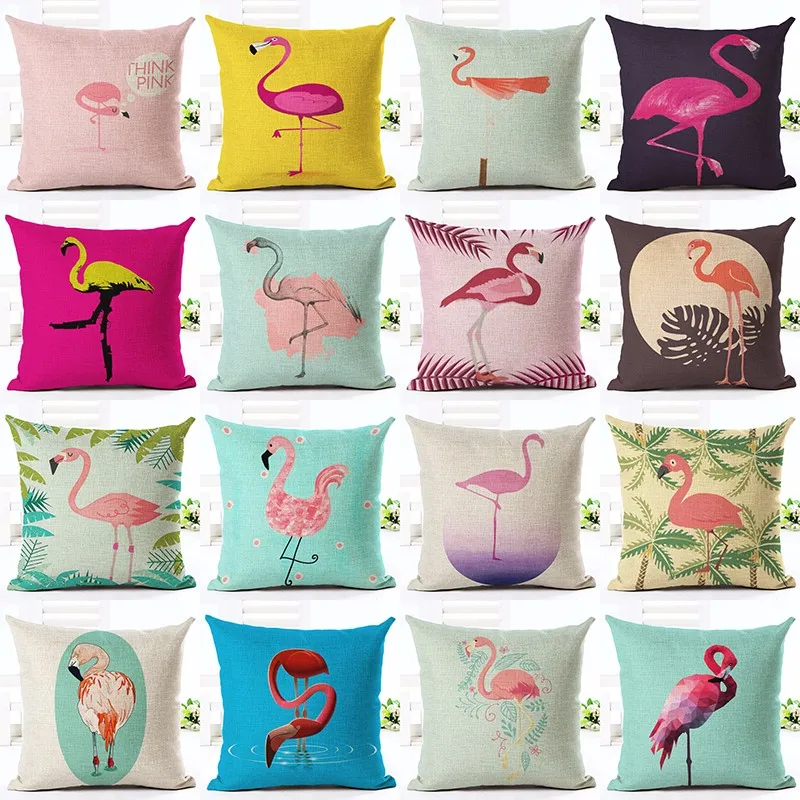 

Lovely Pink Flamingo Printed Throw Pillow Houseware Fashion Gift Cushion Cover Home Sofa Seat Decor Almofadas Pillowcase Cojines