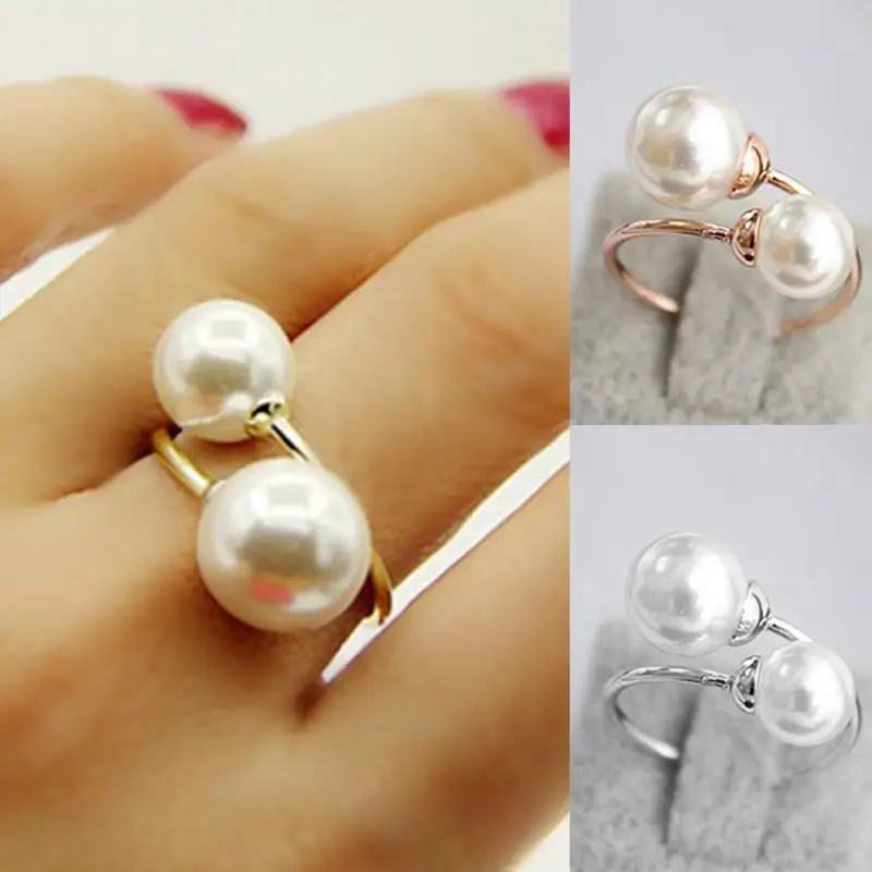 

Fashion Ring Women's Gold / Silver Lightweight Elegant Lovely Women's Girls Simulated Pearl Opening Adjustable Rings