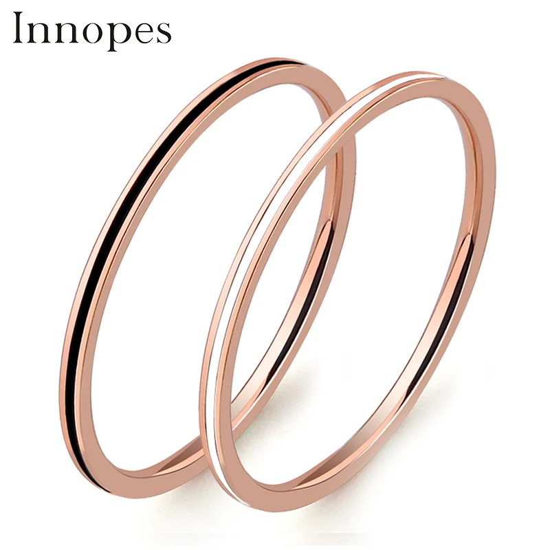 Innopes, винтажные маленькие кольца, двойное кольцо для женщин, нержавеющая сталь, черное тонкое кольцо, минималистичный стиль, кольца