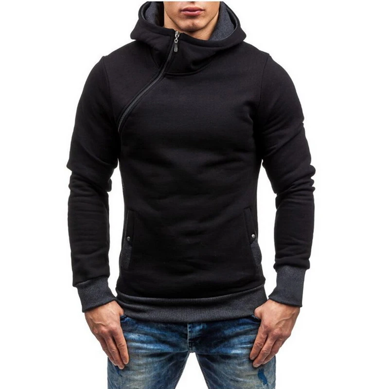 men's oblique zipper hoodie