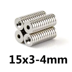 10 шт. N35 магниты для дисков неодимий редкоземельных магнитов Магнитная 15x3 мм с отверстием 4 мм