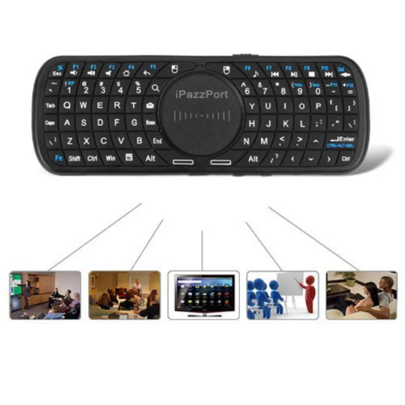 IPazzPort 2,4G RF мини Беспроводной gamespad портативная клавиатура сенсорная панель дистанционного QWERTY клавиатура светодиодный клавиатура с подсветкой для X96 Смарт ТВ/ПК