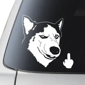 

Funny Cool Serious Husky Dog Flipping Finger Car Truck SUV Laptop Sticker Decal car accessories