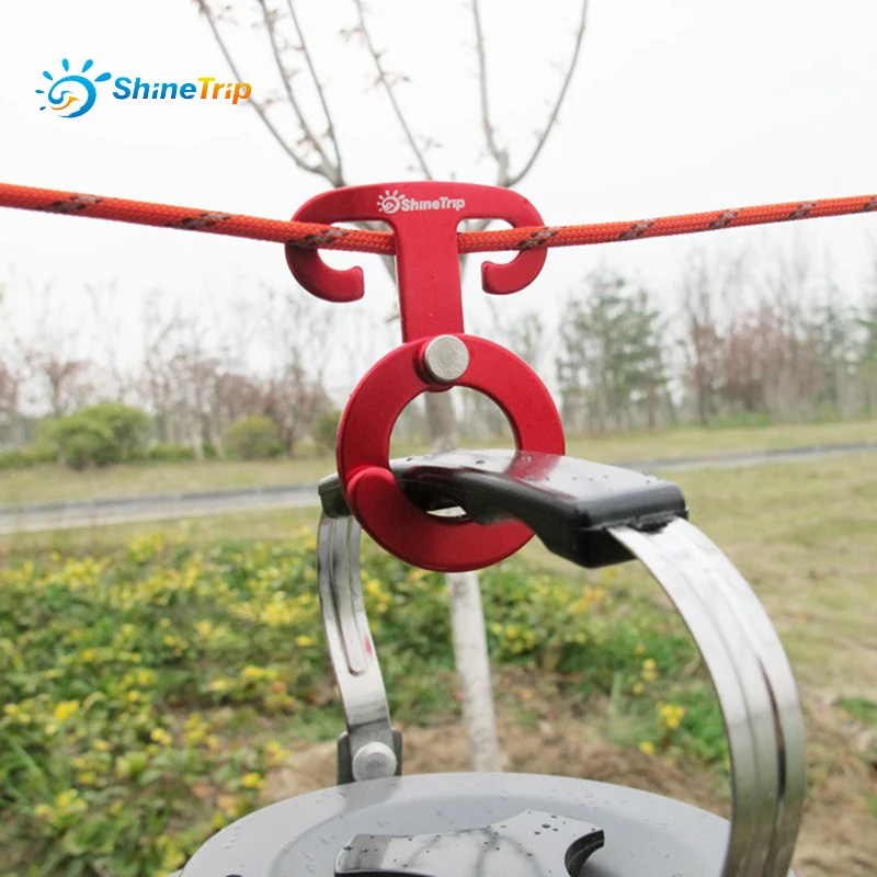 

ShineTrip 2pcs Aluminum Tent Quick Hang Camping Wind Rope Hanging Buckle camping travel tools knot Hang buckle