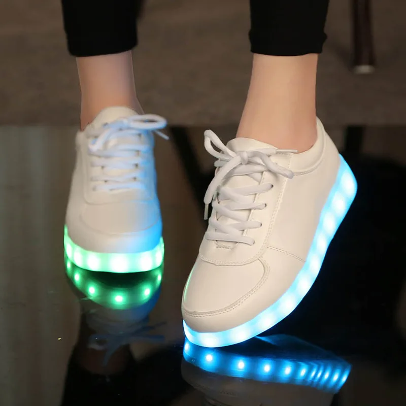 YPYUNA/USB светящиеся красовки светящиеся кроссовки, светящаяся детская обувь, детский светодиодный светильник, кроссовки для девочек и мальчиков - Цвет: Белый