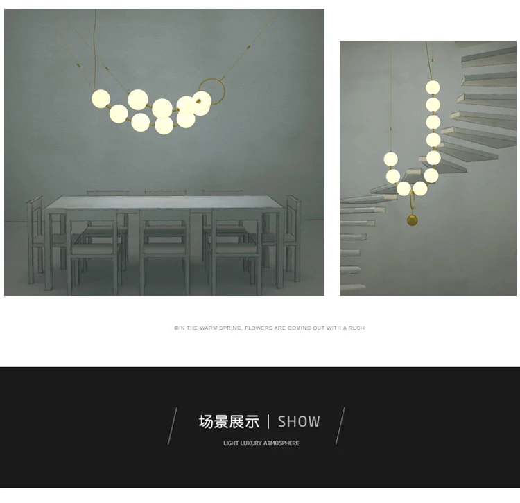 Bolas de Vidro Branco Lustre Design Italiano Lâmpada Quarto Cozinha Sala Jantar Longo 4 Cheap Lustres