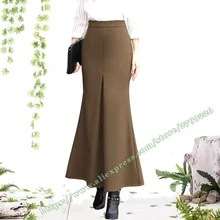 Осенняя модная Русалка рыбий хвост тонкая офисная Корейская черная макси Женская юбка/Женские Складки длинные юбки женские