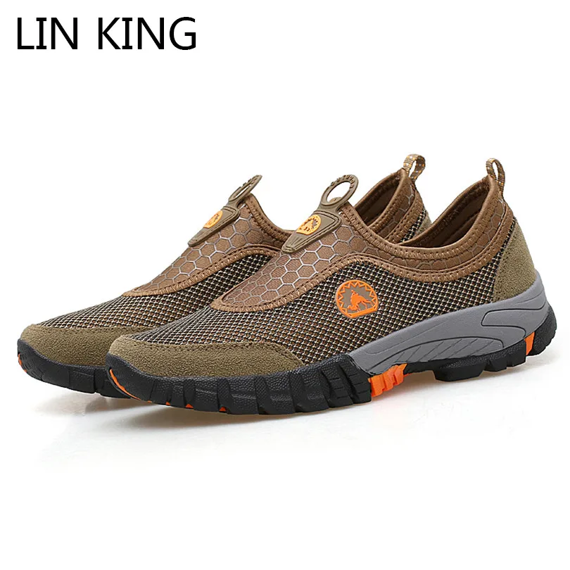 

LIN KING Big Size Slip On Men Casual Shoes Breathable Thick Sole Man Outdoor Loafers Man Sports Sneakers Anti Skid Walking Shoes