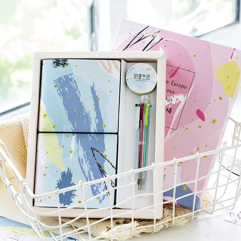 

Nordic Style Daily Hand Ledger Notepad Notebook Ballpoint Pen Washi Tape Set Gilding Hand Made Gift Box Set Creative