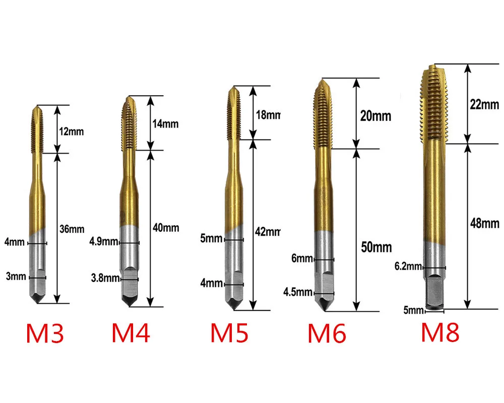 5 шт. titanium-plated винт краны HSS6542 прямой слот машина Tap M3-M5