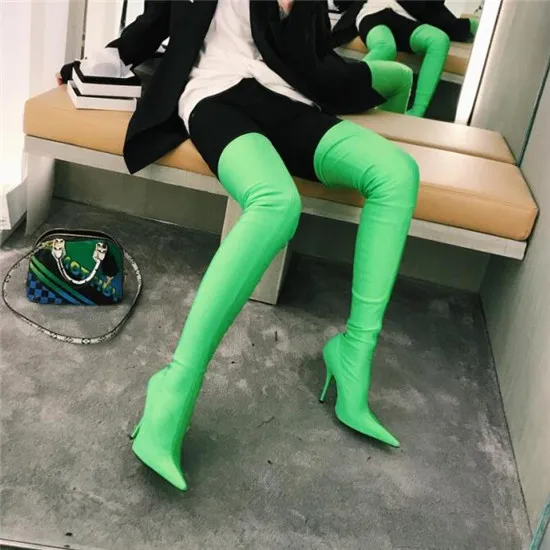 2017 New Spring Stretch Fabric Over The Knee Thigh High Boots High Heels Stockings Women Boots Shoes Woman Femininas Botas Mujer (11)