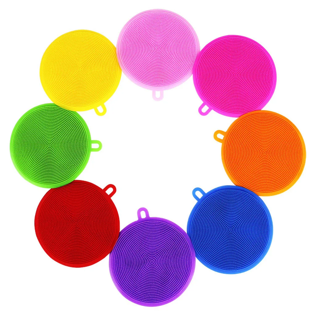 

2019 latest hot sale popular8pcs Silicone Dish Washing Sponge Scrubber Kitchen Cleaning Antibacterial Tool