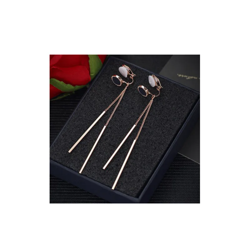 Round Clip Earrings for Women Elegant Fashion Fake Tassel Earrings No Pierced Charm Jewelry Ear Clip Gift