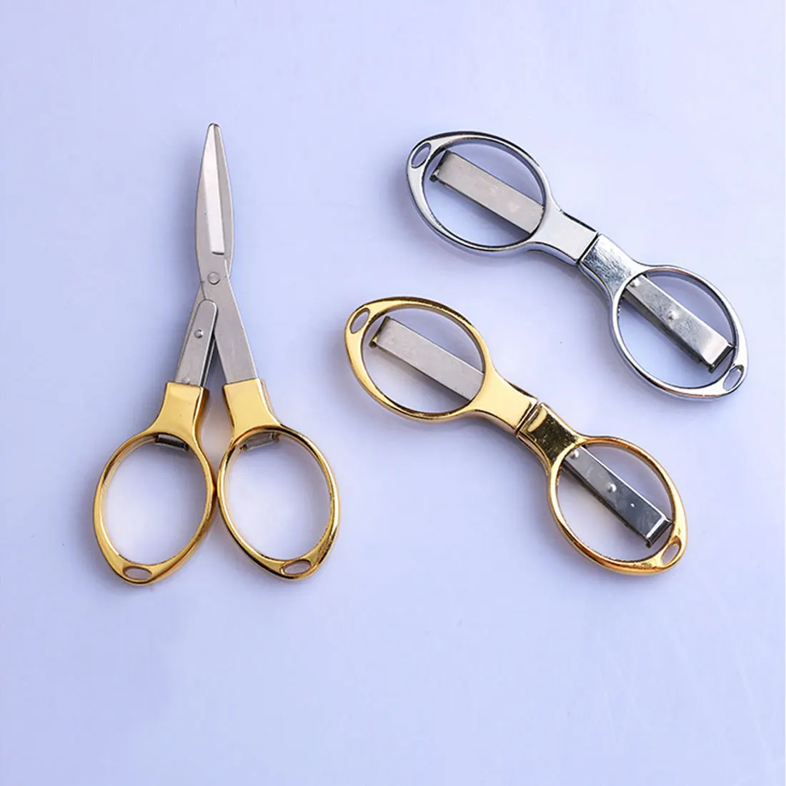 Stainless Steel Anti Rust Portable Folding Scissors Glasses Shaped Mini