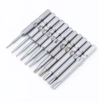 

high quality 10Pcs T5-T30 Magnetic Torx Screwdriver Bits Kit 802 6mm Round Shank Electric Driver Bits Hand Tools without Holes