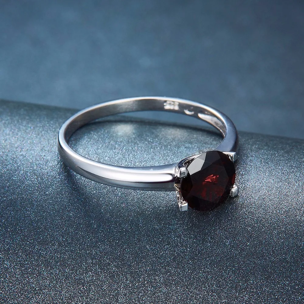 HUTANG круглый 1.6ct Природный Черный гранат кольца 925 пробы Серебряное кольцо драгоценный камень ювелирные изделия для женщин лучший подарок