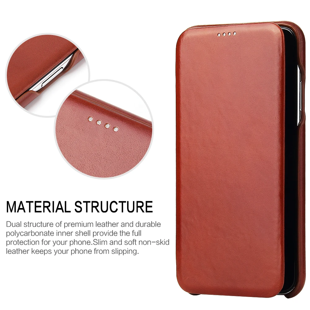 A6 Flip Phone Cases Fierre Shann Super Luxury Genuine Leather Case For iPhone X XR XS Max 6 6S 7 8 S plus 7plus 8plus Cover Shell
