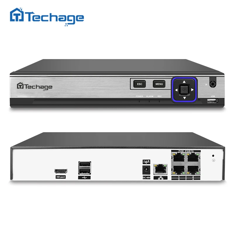 

Techage 48V H.265 4CH 5.0MP/ 4.0MP 4K POE NVR CCTV System Kit P2P Network Video Recorder for IP Security Surveillance Camera