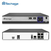 Techage 48V H.265 4CH 5.0MP/ 4.0MP 4K POE NVR CCTV System Kit P2P Network Video Recorder for IP Security Surveillance Camera