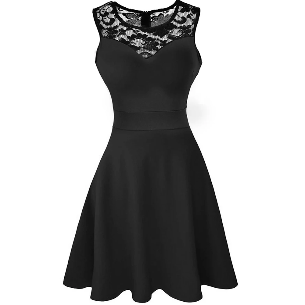 Женское платье с О образным вырезом Berydress черное кружевное трапециевидной формы