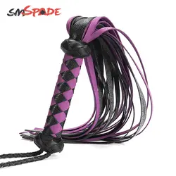 SMSPADE черный и фиолетовый Связывание бутик мягкая Flogger искусственная кожа флирт плетка для шлепков БДСМ взрослых Секс игрушки