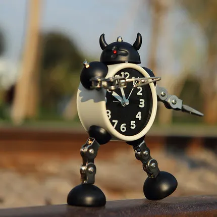  Originality Cartoon Robot Alarm Clock Lovely Children Desk Clock Christmas Gift Student New Year Pe